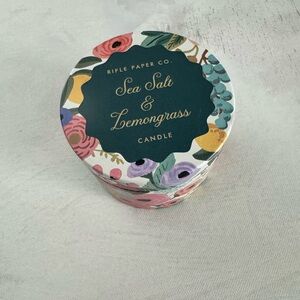 Rifle Paper Co. Sea Salt and Lemongrass Soy Blend Candle, Floral  Container